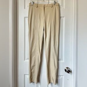 JASON WU beige Soft Vegan Faux Leather Skinny Pants with Split Hem size L